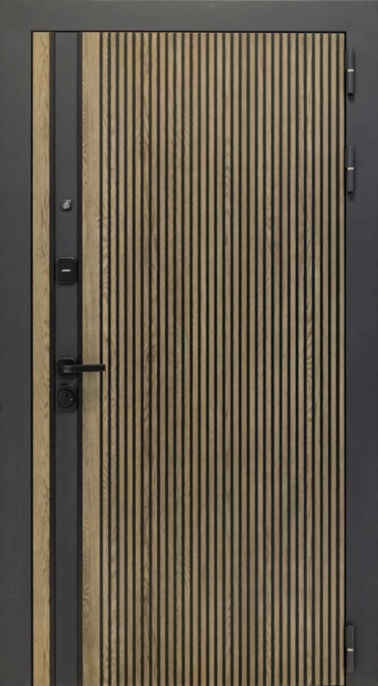 Входная дверь ДвериПРО Rosna Д-19 (16мм, Грецкий орех + черная патина винорит) DPRO196660 внешняя сторона