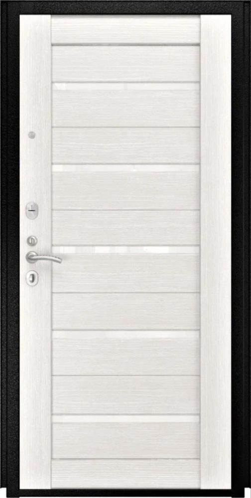 Входная дверь ДвериПРО L-43 СБ-1 (лак. белое, 16мм, беленый дуб) DPRO196019 внутренняя сторона